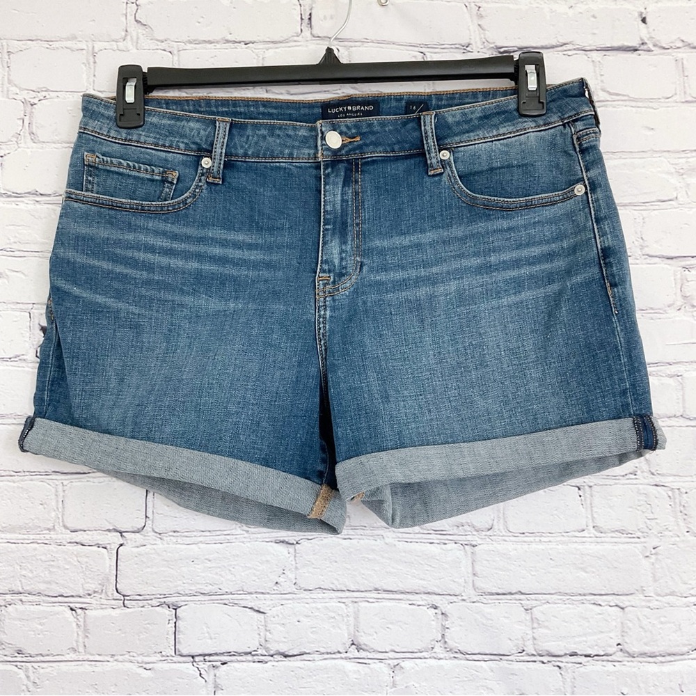 New Lucky Brand The Roll Up Denim Shorts Women’s Size 16 Cuffed Stretch
